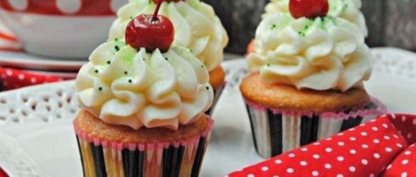 Shirley Temple Cupcakes with Lime Frosting